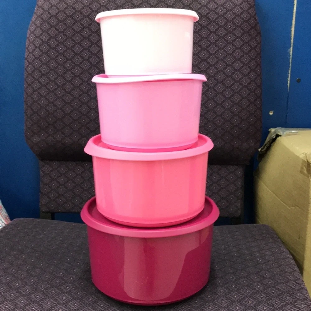 Tupperware Pink Gradient Stackable Food Storage Set